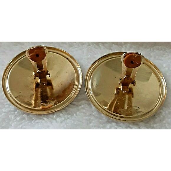 🌈 Vintage Swirl Enamel Earrings 💜 Clip-On Statement Retro Gold Tone - Picture 6 of 12